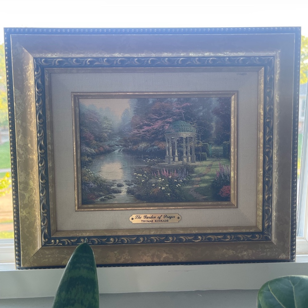 Limited edition Thomas Kinkade “The Garden of Prayer” lithographoriginal frame.